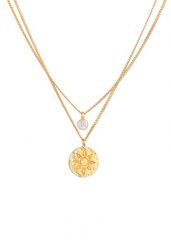 Elli Damski wisiorek z monetą Słońce z kamieniem księżycowym w pozłacanym srebrze próby 925 Sterling Silver Naszyjniki 1 ct. Szare naszyjniki damskie Elli, z kamieniem księżycowym, pozłacane. Za 283.89 zł.