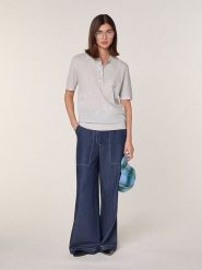 Rodier Wełniana koszulka w kolorze szarym rozmiar: L. Szare koszulki damskie Rodier, l, bez wzorów, z wełny, bez kołnierzyka, bez ramiączek. Za 260.99 zł.