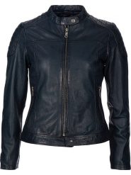 7eleven Skórzana kurtka "Stylla" w kolorze granatowym rozmiar: 46. Niebieskie kurtki damskie 7eleven, bez wzorów, z materiału, bez kaptura. Za 434.99 zł.