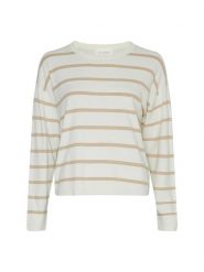 MOSS COPENHAGEN Sweter w kolorze kremowym rozmiar: S/M. Brązowe swetry klasyczne damskie Moss Copenhagen, m, z wiskozy, bez kołnierzyka. Za 140.86 zł.