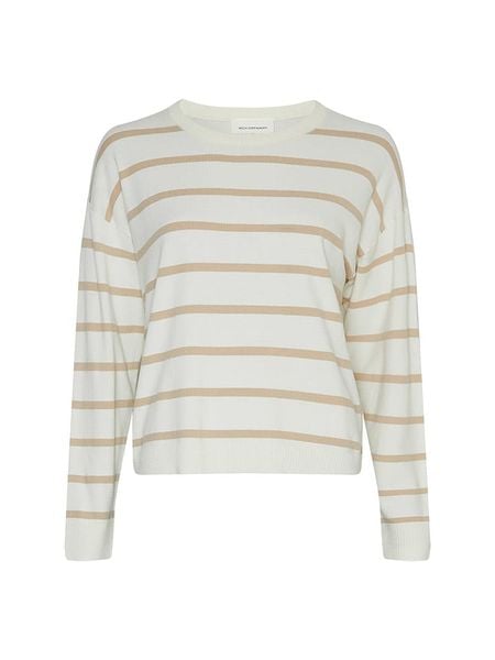 MOSS COPENHAGEN Sweter w kolorze kremowym rozmiar: S/M. Brązowe swetry klasyczne damskie Moss Copenhagen, m, z wiskozy, bez kołnierzyka. Za 105.14 zł.