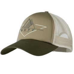 Czapka z daszkiem dla dorosłych Trucker Cap. Zielone czapki z daszkiem damskie Buff, bez wzorów, z poliesteru. Za 92.99 zł.