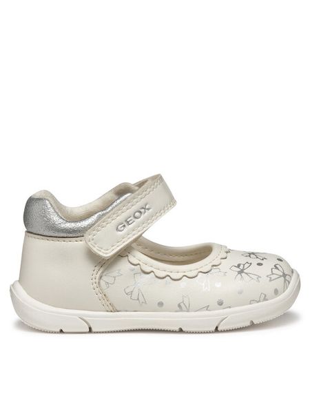 Geox Baleriny B Zapito B556DB 054AJ C0007 Biały. Białe baleriny dziewczęce Geox, bez wzorów, ze skóry, bez obcasa, bez zapięcia. Za 129.99 zł.