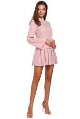 Różowa Sukienka z Obniżoną Talią z Półgolfem. Czerwone sukienki damskie MAKEOVER, bez wzorów, z elastanu, wizytowe, bez ramiączek. Za 204.91 zł.
