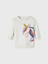 NAME IT Sweter 13211981 Szary Regular Fit. Szare swetry dziewczęce Name it, bez wzorów, z bawełny, bez kołnierzyka, bez ramiączek. Za 124.99 zł.
