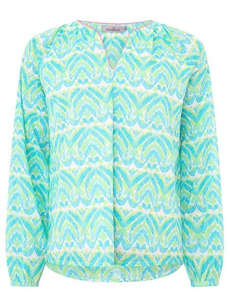 Zwillingsherz Bluzka "Joyful" w kolorze turkusowym rozmiar: L/XL. Niebieskie bluzki damskie Zwillingsherz, l, bez wzorów, z wiskozy, bez kołnierzyka, bez ramiączek. Za 88.02 zł.