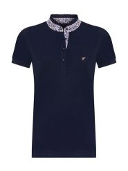 Denim Culture Koszulka polo w kolorze granatowym rozmiar: L. Niebieskie bluzki damskie Denim Culture, l, bez wzorów, z bawełny, bez kołnierzyka, bez ramiączek. Za 147.45 zł.