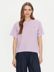 Guess Jeans T-Shirt W4YI05 K8HM0 Fioletowy Regular Fit. Fioletowe t-shirty damskie Guess Jeans, xs, z aplikacjami, z bawełny, bez kołnierzyka. Za 99.99 zł.