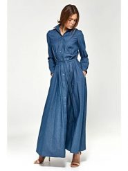 Nife Sukienka dżinsowa w kolorze niebieskim rozmiar: 36. Niebieskie sukienki damskie Nife, bez wzorów, z bawełny, bez ramiączek. Za 300.21 zł.