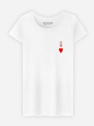 WOOOP Koszulka "Queen" w kolorze białym rozmiar: M. Białe koszulki damskie Wooop, m, bez wzorów, z bawełny, bez kołnierzyka, bez ramiączek. Za 56.99 zł.
