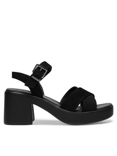 Lasocki Sandały WI16-MIKS-02 Czarny. Czarne sandały damskie Lasocki, bez wzorów, ze skóry, bez obcasa, na słupku, bez zapięcia. Za 169.99 zł.