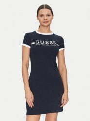 Guess Sukienka codzienna V5GK02 KCQX1 Granatowy Slim Fit. Niebieskie sukienki damskie Guess, z aplikacjami, z bawełny, bez ramiączek. Za 209.99 zł.