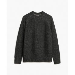 Gruby oversize sweter z rękawami raglanowymi damski Superdry. Czarne swetry klasyczne damskie Superdry, na zimę, bez kołnierzyka. Za 376.40 zł.