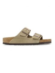 Birkenstock Skórzane klapki "Arizona" w kolorze szarobrązowym rozmiar: 39. Brązowe klapki damskie Birkenstock, bez wzorów, ze skóry, z otwartym noskiem, bez obcasa, bez zapięcia. Za 435.11 zł.
