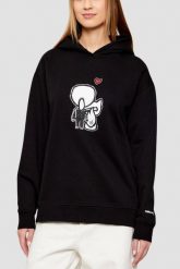 KARL LAGERFELD Czarna damska bluza z nadrukiem Ikon Valentine, Rozmiar L. Czarne bluzy damskie KARL LAGERFELD, l, bez wzorów, bez kaptura. W wyprzedaży za 495.99 zł.