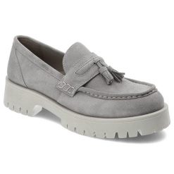 Szare Mokasyny Nessi Damskie Modne Buty. Szare mokasyny damskie Nessi, na lato, ze skóry, bez obcasa. Za 419.00 zł.