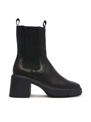 Calvin Klein Botki Block Heel Chelsea Boot Lth HW0HW03694 Czarny. Czarne botki damskie Calvin Klein, ze skóry, bez obcasa, na słupku, bez zapięcia. Za 699.99 zł.