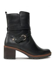 Pikolinos Botki W7H-8507 Czarny. Czarne botki damskie Pikolinos, ze skóry, bez obcasa, na słupku, bez zapięcia. Za 699.99 zł.