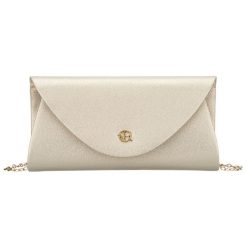 Złota kopertówka damska wykonana ze skóry ekologicznej zapinana klipsem magnetycznym Rovicky R-XS029-1. Żółte torebki wieczorowe damskie ROVICKY, bez wzorów, ze skóry ekologicznej, bez dodatków. Za 45.00 zł.