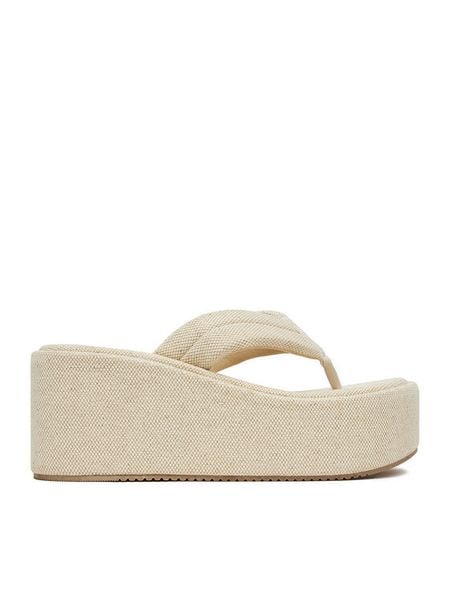 DeeZee Japonki CT0718-1 Beżowy. Brązowe klapki damskie DeeZee, bez wzorów, z materiału, bez obcasa, bez zapięcia. Za 139.99 zł.