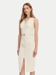 Elisabetta Franchi Sukienka koktajlowa AB-706-51E2-193 Écru Slim Fit. Sukienki damskie Elisabetta Franchi, bez wzorów, z syntetyku, wizytowe, bez ramiączek. Za 1,859.00 zł.