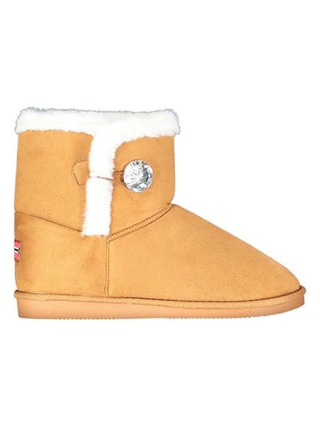 Geographical Norway Botki zimowe "Ogossip" w kolorze jasnobrązowym rozmiar: 37. Brązowe botki damskie Geographical Norway, na zimę, z futra, bez obcasa, bez zapięcia. Za 86.99 zł.