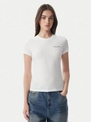 Tommy Jeans T-Shirt Ess Logo DW0DW23479 Biały Slim Fit. Białe t-shirty damskie Tommy Jeans, l, bez wzorów, z bawełny, bez kołnierzyka. Za 129.99 zł.