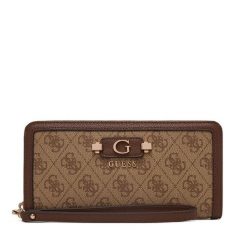 Portfel Guess. Brązowe portfele damskie Guess, z aplikacjami. Za 264.99 zł.