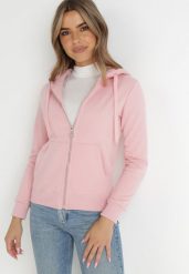 Różowa Bluza z Kapturem Zapinana na Suwak Erekai. Czerwone bluzy damskie Born2be, xl, bez wzorów, z dzianiny, z kapturem. Za 99.99 zł.