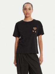 Liu Jo T-Shirt MF5416 JS923 Czarny Regular Fit. Czarne t-shirty damskie Liu Jo, xs, bez wzorów, z bawełny, bez kołnierzyka. Za 219.99 zł.