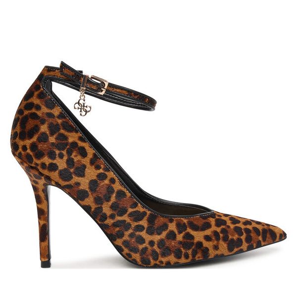 Szpilki Guess. Brązowe szpilki damskie Guess, z aplikacjami, bez obcasa, na szpilce, bez zapięcia. Za 714.99 zł.