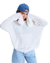 Bluza z kapturem dla Kobiety OCEAN DRIVE Biały. Białe bluzy damskie Roxy, xl, bez wzorów, z dzianiny, z kapturem. Za 153.99 zł.