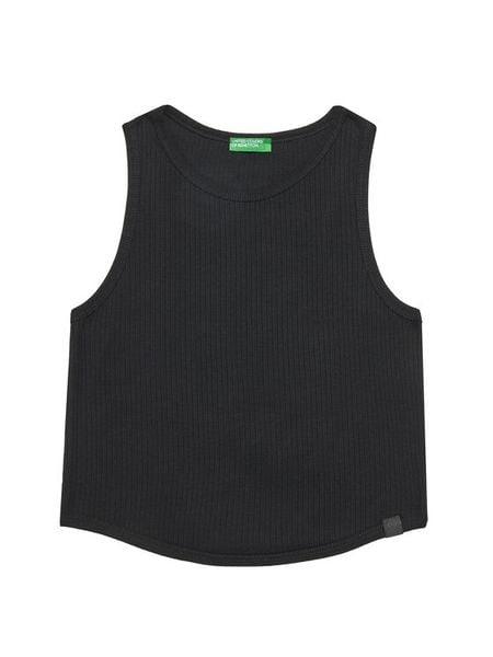 United Colors Of Benetton Top 31H3CH01F Czarny Slim Fit. Czarne koszulki i t-shirty dziewczęce United Colors Of Benetton, bez wzorów, z bawełny, bez kołnierzyka, bez ramiączek. Za 39.99 zł.