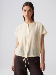 OPUS Bluzka "Fadell" w kolorze żółtym rozmiar: 44. Żółte bluzki damskie Opus, bez wzorów, bez kołnierzyka, bez ramiączek. Za 159.95 zł.