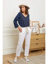 Le Monde du Lin Lniana bluzka w kolorze granatowym rozmiar: 38/40. Niebieskie bluzki damskie Le Monde du Lin, bez wzorów, ze lnu, klasyczne, bez kołnierzyka, bez ramiączek. Za 124.95 zł.