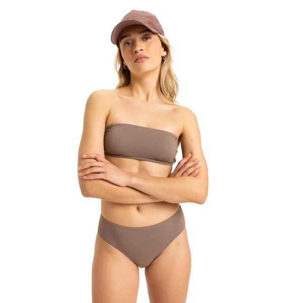 Majtki bikini o średnim kryciu dla Kobiety LASCA Brązowy. Brązowe bikini Roxy, bez wzorów, z elastanu. Za 179.99 zł.