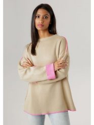 Aniston Sweter w kolorze beżowym rozmiar: 42. Brązowe swetry klasyczne damskie Aniston, bez kołnierzyka. Za 74.46 zł.