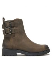 Clarks Botki Orinoco 2 Bay 26178857 Brązowy. Brązowe botki damskie Clarks, ze skóry, bez obcasa, na płaskiej podeszwie, bez zapięcia. Za 579.99 zł.
