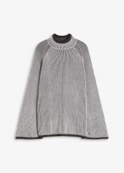 Sweter oversize ze stójką. Szare swetry klasyczne damskie bonprix, bez kołnierzyka. Za 109.99 zł.