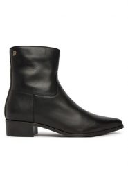 Tommy Hilfiger Botki Leather Ankle Boot W Zip FW0FW09921 Czarny. Czarne botki damskie Tommy Hilfiger, ze skóry, bez obcasa, na płaskiej podeszwie, bez zapięcia. Za 699.99 zł.