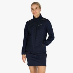 Bluza z kapturem trening damska Swedemount On Course Fullzip szybkoschnąca. Niebieskie bluzy damskie SWEDEMOUNT, bez wzorów, bez ramiączek. Za 279.99 zł.