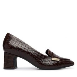 Czółenka Clarks. Brązowe czółenka damskie Clarks, bez wzorów, bez obcasa. Za 389.99 zł.