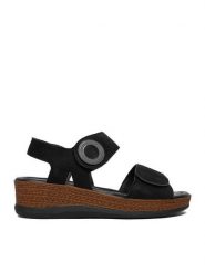Go Soft Sandały CEO-WI16-ALIA-02 Czarny. Czarne sandały damskie GO SOFT, bez wzorów, ze skóry, bez obcasa, na koturnie, bez zapięcia. Za 169.99 zł.