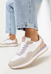 Biało-Fioletowe Sneakersy na Piankowej Podeszwie Dejana. Białe obuwie sportowe damskie Born2be, bez zapięcia. Za 109.99 zł.