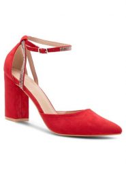 DeeZee Czółenka LISA KL-HT4587-21 Czerwony. Czerwone czółenka damskie DeeZee, bez wzorów, z materiału, bez obcasa. Za 83.99 zł.