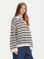 Tommy Hilfiger Sweter WW0WW46524 Beżowy Relaxed Fit. Brązowe swetry klasyczne damskie Tommy Hilfiger, xl, z bawełny, bez kołnierzyka. Za 599.99 zł.