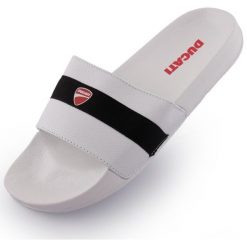 Ducati Unisex Klapki Białe Czarne 42 - Komfort i Styl. Białe klapki damskie Ducati, bez wzorów, z materiału, bez obcasa, bez zapięcia. Za 176.99 zł.