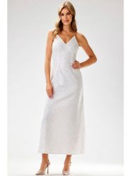 Awama Sukienka w kolorze białym rozmiar: XL. Białe sukienki damskie Awama, bez wzorów, bez ramiączek. Za 154.99 zł.