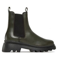 Sztyblety Tamaris. Zielone botki damskie Tamaris, bez obcasa, na płaskiej podeszwie, bez zapięcia. Za 369.99 zł.