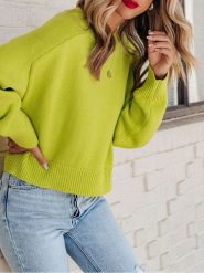 Milan Kiss Sweter w kolorze limonkowym rozmiar: M. Zielone swetry klasyczne damskie Milan Kiss, m, bez kołnierzyka. Za 152.99 zł.
